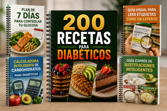 200 Recetas para Diabéticos + Kit Completo de 4 Bonos